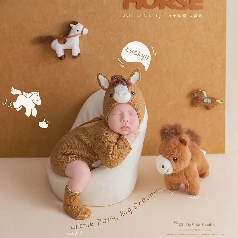 2026 Handmade Horse Outfit Theme Set - Newborn Photography Props - Image 2